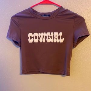 Shein Brown Cowboy Crop Top